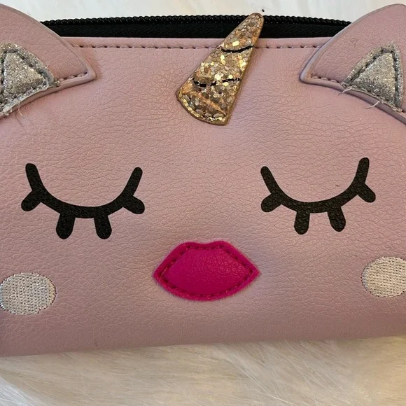 Luv Betsey by Betsey Johnson wallet coin purse cat unicorn pink zipper closure - Picture 2 of 12